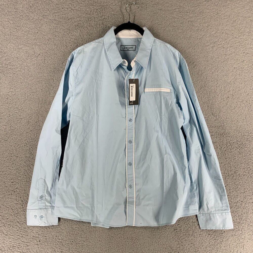 Tam Ware Mens Shirt XXL Blue Button Down Collared Long Sleeve NWT‎